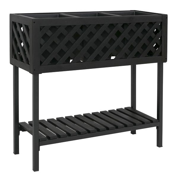 Mendler Pflanzkasten HWC-P86, Blumen-/Pflanzkübel Blumenkasten, In-/Outdoor Akazie Holz FSC®-zertifiziert 78x82x32cm, schwarz, 120470