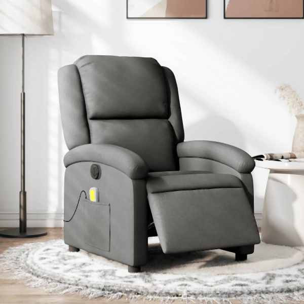 vidaXL Massagesessel Elektrisch Dunkelgrau Stoff, 3204153