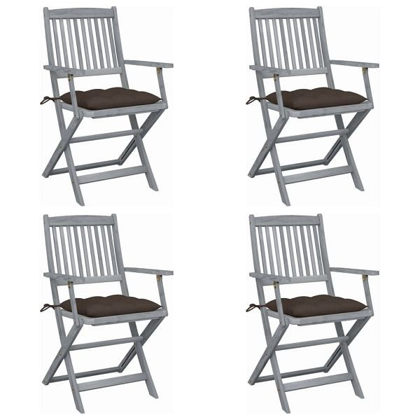 vidaXL Klappbare Gartenstühle 4 Stück mit Kissen Massivholz Akazie, 3064532