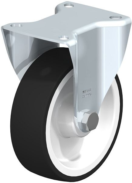 Blickle BK-POTH 125R-1 Stahlblech-Bockrolle, schwere Ausführung, mit Anschraubplatte, Thermoplastisches Polyurethan, Grau, 264481