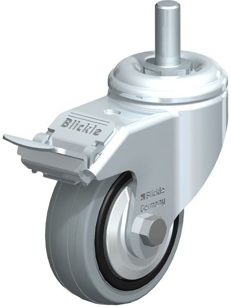 Blickle LKRA-VPA 80G-FI-FA-GS12 Apparate-Lenkrolle mit Gewindestift & Feststeller, Vollgummi, Grau, 368845