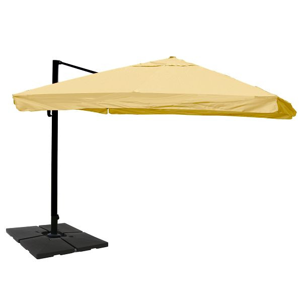 Mendler Gastronomie-Ampelschirm HWC-A96, 3x4m (Ø5m) Polyester Alu/Stahl 26kg, Flap, creme mit Ständer, 134326+35661