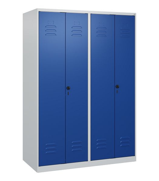 C+P Umkleidespind Classic PLUS, Doppel-Spind, 4 Abteile, 1700x1200x500mm, 7035/5010, Drehriegel, 0800027-40P S10003