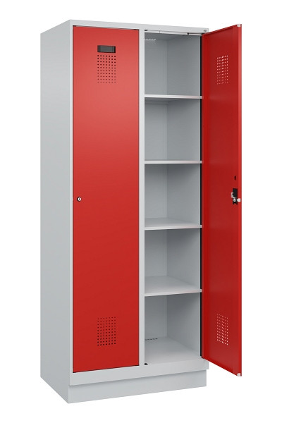 C+P Wäsche-Spind Evolo PLUS, mit Sockel, 2 Abteile, 1950x800x500mm, 7035/3020, Verschluss Zylinderschloss, Ablageböden 8, 049020-22B S10032