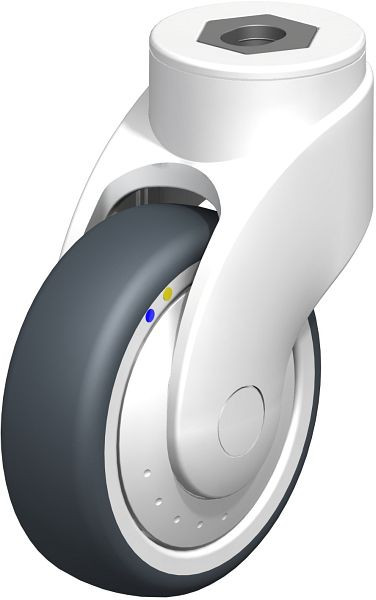 Blickle LWKXE-TPA 101XK-ELS-FK Kunststoff-Lenkrolle WAVE, rostfrei, mit Rückenloch, Thermoplastisches Gummi-Elastomer, Grau, 744668