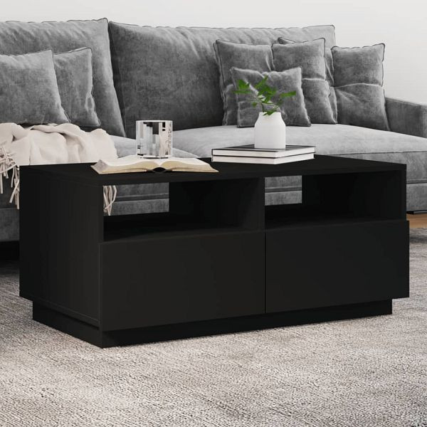 vidaXL Couchtisch mit LED-Leuchten Schwarz 90x49x40 cm, 839834