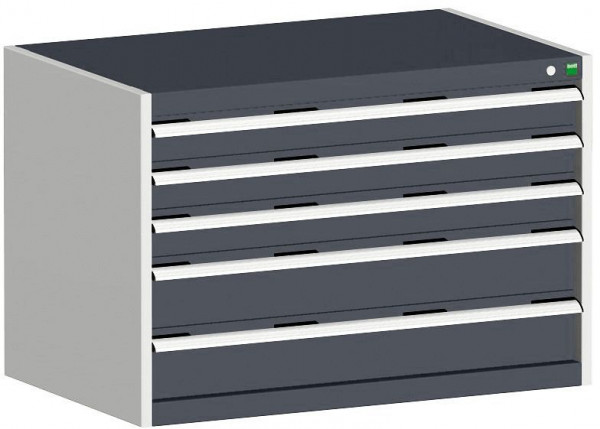 bott cubio Schubladenschrank bestückt mit 5 Schubladen BxTxH: 1050 x 650 x 700 mm, RAL 7035/7016, 40021217.19V