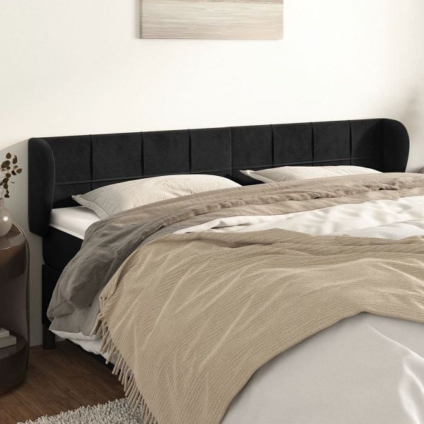 vidaXL Kopfteil mit Ohren Schwarz 203x23x78/88 cm Samt, 3117212