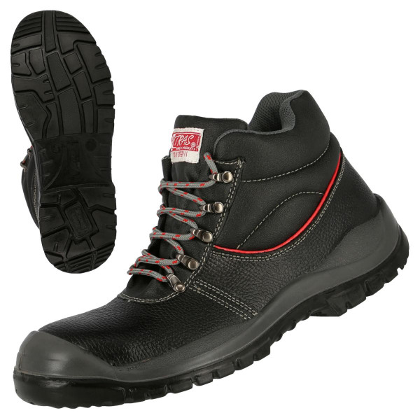 NITRAS STEP MID, S3 Sicherheitsstiefel, strapazierfähiges Vollleder, schwarz, widerstandsfähige PU / TPU-Laufsohle, Größe: 38, VE: 10 Paar, 7201-38