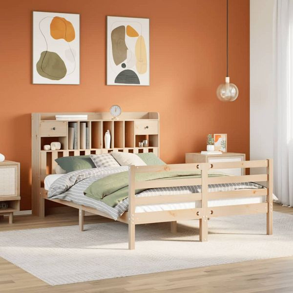 vidaXL Massivholzbett mit Regal ohne Matratze 160x200 cm Kiefernholz, 3321942