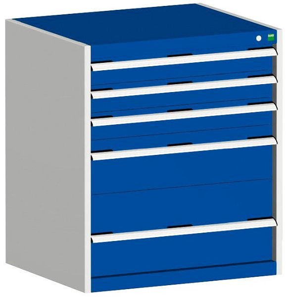 bott cubio Schubladenschrank bestückt mit 5 Schubladen BxTxH: 800 x 750 x 900 mm, RAL 7035/5010, 40028113.11V