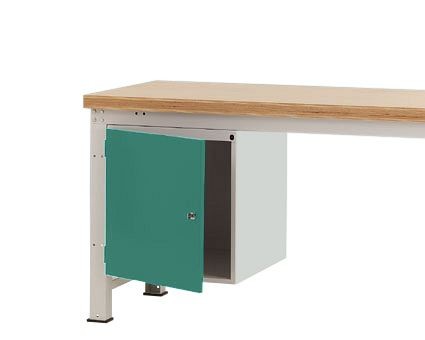 Manuflex Gehäuse-Unterbau PROFI, Nutzhöhe 500 mm mit 1 Tür rechts angeschlagen und Einlegeboden, für Werkbanktiefe 700 mm, Graugrün, ZB4982.0001