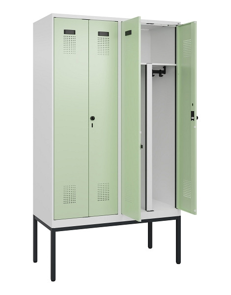 C+P PSA Doppel-Spind Evolo PLUS, Gestell, 4 Abteile, 2120x1200x500mm, 9016/6019, Drehriegel, 0490327-40P S10019