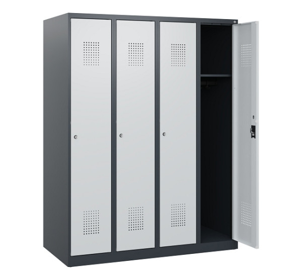 C+P Spind Evolo PLUS, 4 Abteile, 1530x1200x500mm, 7016/7035, Zylinderschloss, 0490005-40 S10044