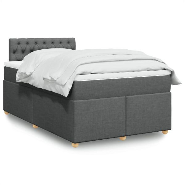 vidaXL Boxspringbett mit Matratze Dunkelgrau 120x200 cm Stoff, 3288955