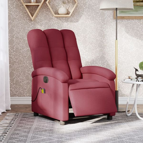 vidaXL Massagesessel Elektrisch Weinrot Stoff, 3204083, 8721012165717