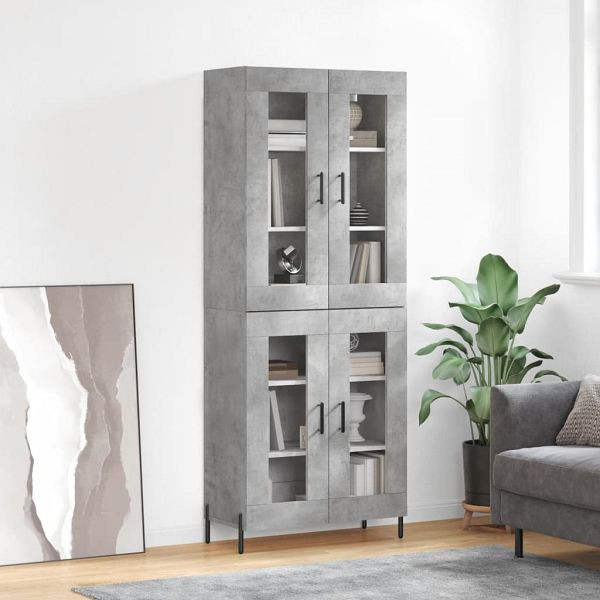 vidaXL Highboard Betongrau 69,5x34x180 cm Holzwerkstoff, 3198285