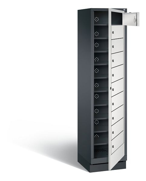 C+P Wäsche-Ausgabeschrank Evolo, H1800xB420xT500mm, Farbe: Schwarzgrau / Lichtgrau, 48160-110 S10064