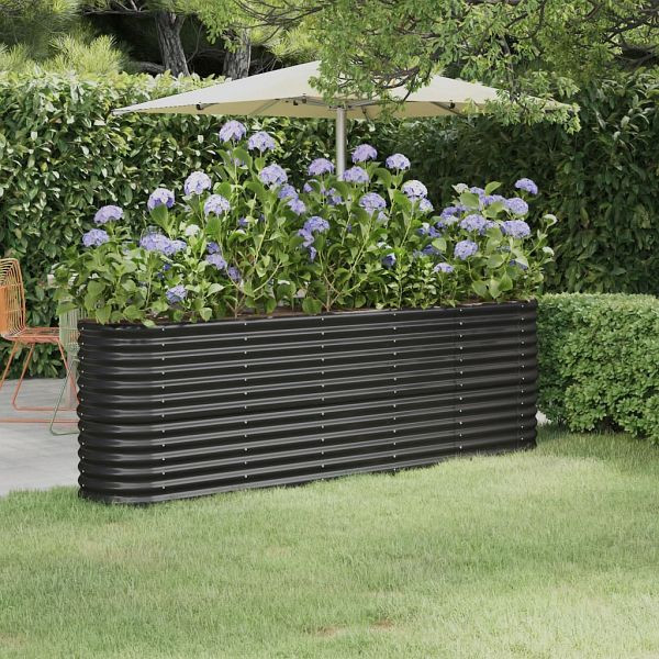 vidaXL Hochbeet Pulverbeschichteter Stahl 224x40x68 cm Anthrazit, 318901