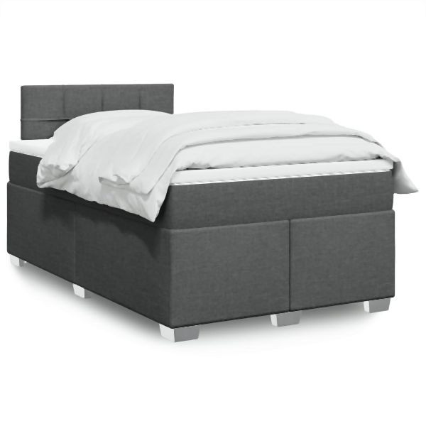 vidaXL Boxspringbett mit Matratze Dunkelgrau 120x190 cm Stoff, 3285828