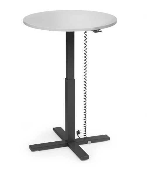 Deskin Höhenverstellbarer Schreibtisch MODUL Monosäule, Lichtgrau, 800 x 800 mm, Gestell: Schwarz, rund, 294740