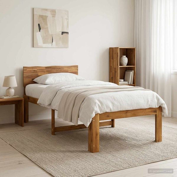 vidaXL Einzelbettgestell mit Kopfteil ROSTOCK Natur 90 x 200 cm, 903456