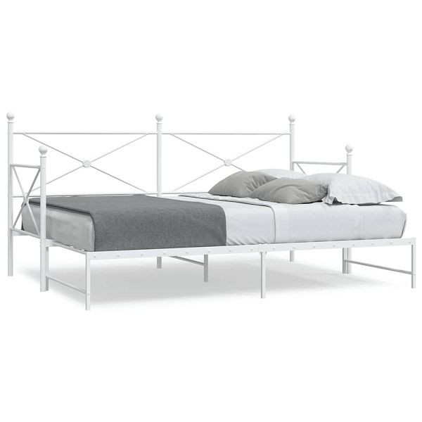 vidaXL Tagesbett Ausziehbar ohne Matratze Weiß 75x190 cm Stahl, 4104686