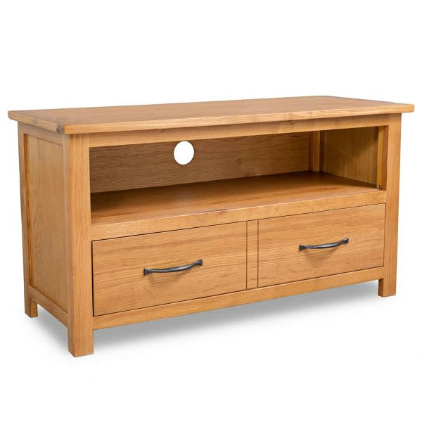 vidaXL TV-Schrank 90x35x48 cm Massivholz Eiche, braun, 244466