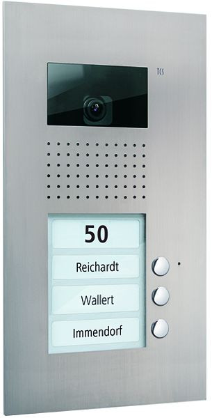 TCS Video Außenstation Serie AVU mit 3 Klingeltasten (rechtsbündig), 1-spaltig, UP Edelstahl, AVU14030-0030