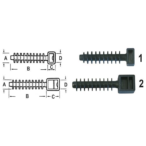 Haupa Dübel-Montagesockel schwarz 37x6,5x 9,2 mm, VE: 100 Stück, 262170