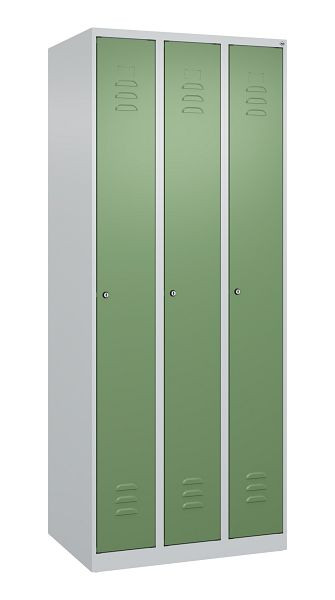 C+P Umkleidespind Classic PLUS, 3 Abteile, 1850x750x500mm, 7035/6011, Zylinderschlösser, 080000-39 S10021