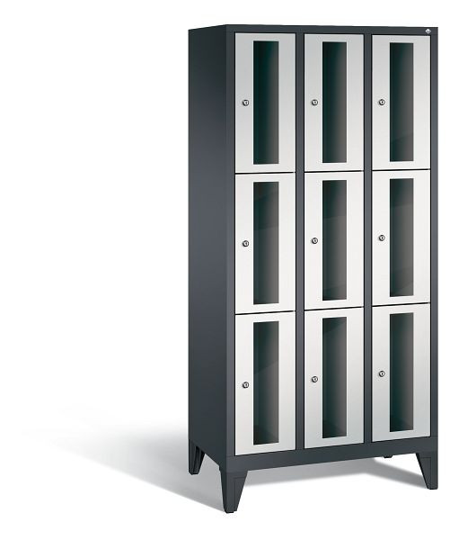 C+P Schließfachschrank Classic, H1850xB900xT500mm, Farbe: Schwarzgrau / Lichtgrau, 8010A303 S10013