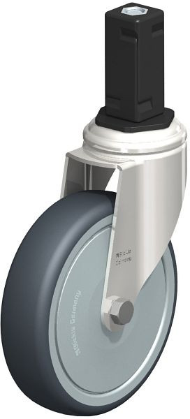Blickle LKRXA-TPA 126KD-11-FK-EXV14 Edelstahl-Apparate-Lenkrolle mit Expander, Thermoplastisches Gummi-Elastomer, Grau, 853213