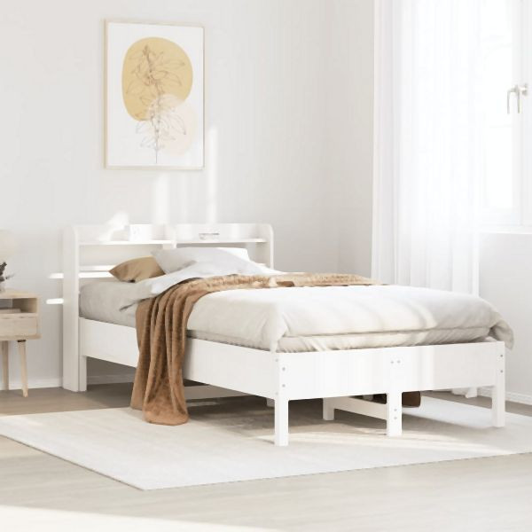 vidaXL Massivholzbett ohne Matratze Weiß 90x200 cm Kiefernholz, 3306898