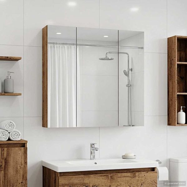 vidaXL Badezimmerspiegelschrank Altholz 70 x 14,5 x 70 cm, 889093
