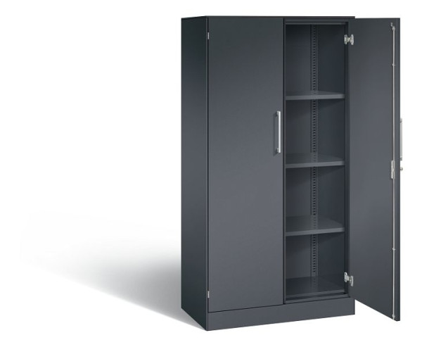 C+P Flügeltürenschrank Asisto, H1635xB800xT435mm, Farbe: Schwarzgrau, Bügelgriff, 4 OH, 141013-000 S10109