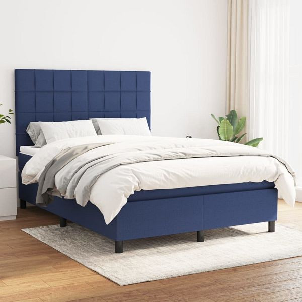 vidaXL Boxspringbett mit Matratze Blau 140x200 cm Stoff, 3141783