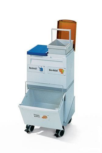 DENIOS Wertstoffsammelstation bestehend aus 1 x 30 l + 2 x 15 l Sammelboxen + Rollwagen, 188873