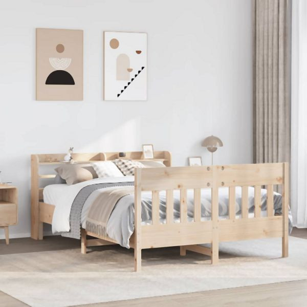 vidaXL Massivholzbett ohne Matratze 135x190 cm Kiefernholz, 3307020