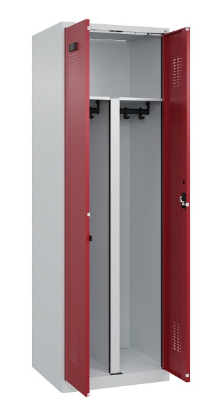 C+P PSA Schwarz-Weiß-Spind Evolo PLUS, 2 Abteile, 1850x600x500mm, 7035/3003, Zylinderschloss, 049002-20P S10031