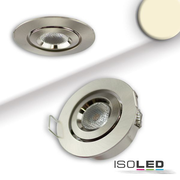 ISOLED LED Einbauleuchte MiniAMP Alu gebürstet, 3W, 12V DC, warmweiß, dimmbar, 100cm Kabel, 115630