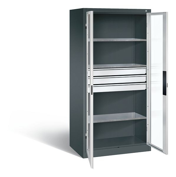 C+P Werkzeugschrank Acurado, H1950xB930xT600mm, Farbe: Anthrazitgrau / Lichtgrau, Muldengriff, 8922-55302 S10012
