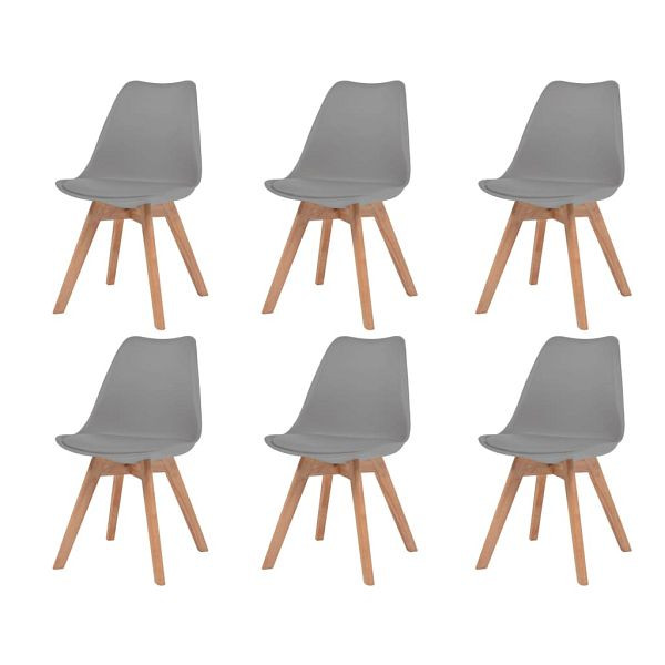 vidaXL Esszimmerstühle 6 Stück Grau Kunststoff, Holz, 274851
