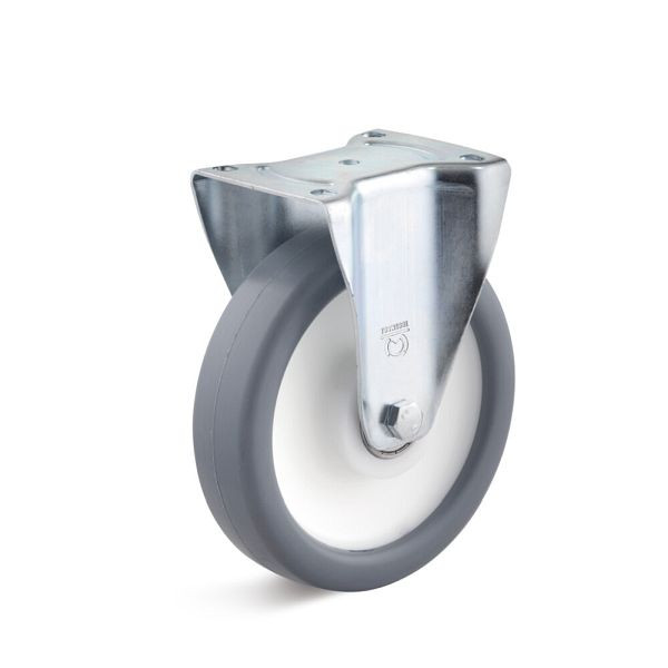 Torwegge Thermoplast Bockrolle, Tragfähigkeit 400 kg, Rad-Ø 250 mm, Radbreite 60 mm, Bauhöhe Gehäuse 165 mm, Gesamtbauhöhe 290 mm, 0029427