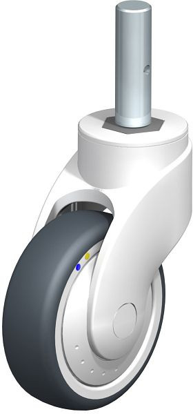 Blickle LWKXE-TPA 101XK-ELS-FK-ZAX51 Kunststoff-Lenkrolle WAVE, rostfrei, mit Zapfen, Thermoplastisches Gummi-Elastomer, Grau, 752307