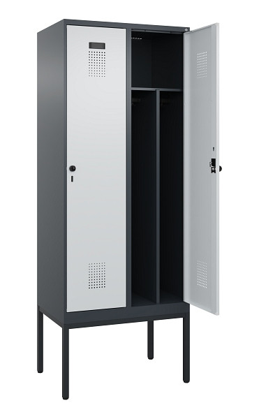 C+P Spind Evolo PLUS, Gestell, 2 Abteile, 2120x800x500mm, 7016/7035, Verschluss Drehriegel, 0490307-22F S10017