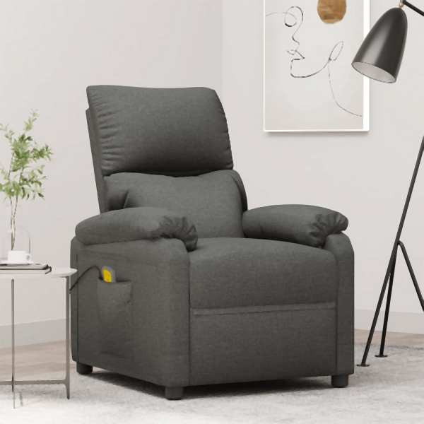 vidaXL Massagesessel Dunkelgrau Stoff, Polyester, 348470