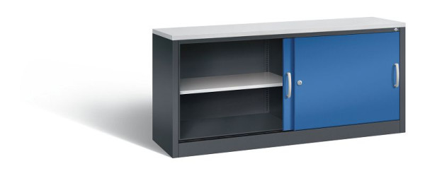 C+P Sideboard mit Schiebetüren Acurado, H720xB1600xT400mm, Farbe: Schwarzgrau / Enzianblau, Bügelgriff, 2 OH, 5724-00 S10363