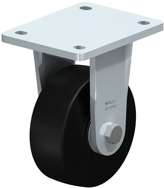 Blickle BO-SE 125K Stahlgeschweißte Schwerlast-Bockrolle, Elastik-Vollgummi, Schwarz, 43901