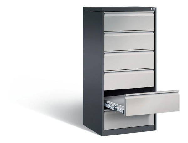 C+P Karteischrank Acurado, H1357xB553xT590mm, Farbe: Schwarzgrau / Weißaluminium, Griffleiste, 12736-322 S10016
